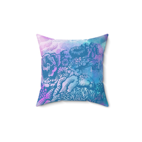 Coral Garden Watercolor Purple Pillow
