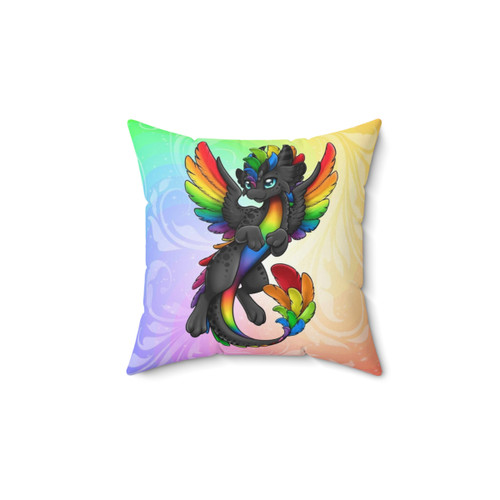 Zen Dragon Pillow with Colorful Rainbow Design