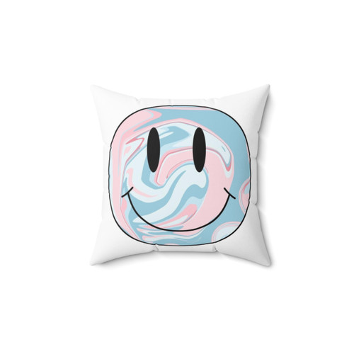 Colorful Marble Smiley Face Decorative Pillow