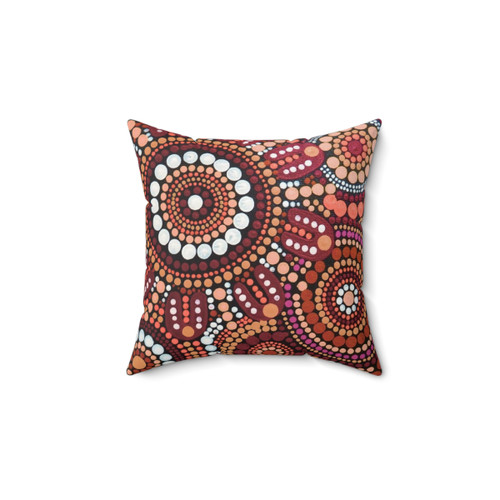 Aboriginal Art Red Pattern Pillow