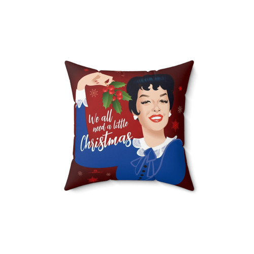 Festive Christmas Pillow featuring Auntie Mame artwork
