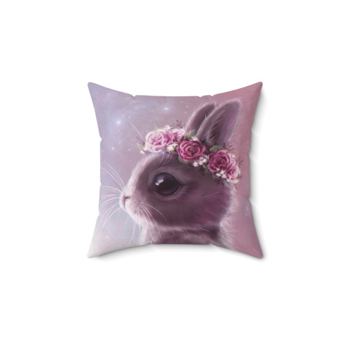 Kawaii Bunny Pillow with Floral Accents