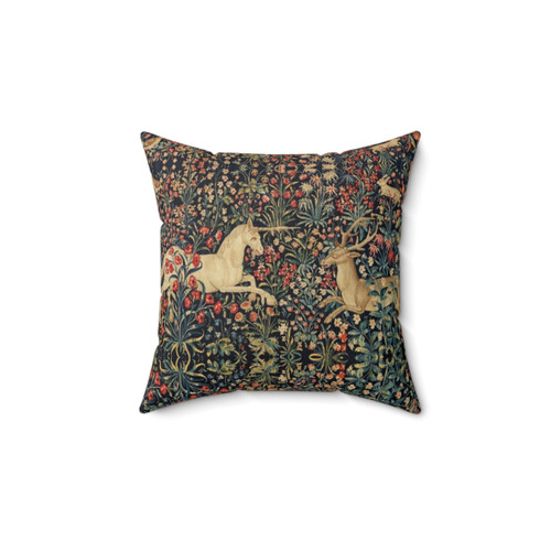 Floral Unicorn and Deer Throw Pillow