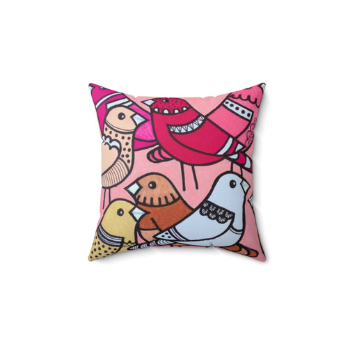 Vibrant Pink Birds Pillow