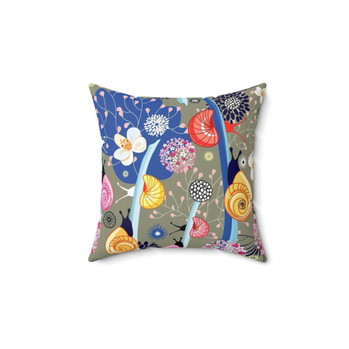 Floral Snail Decorative Pillow - Vibrant Nature-Inspired Home Accent