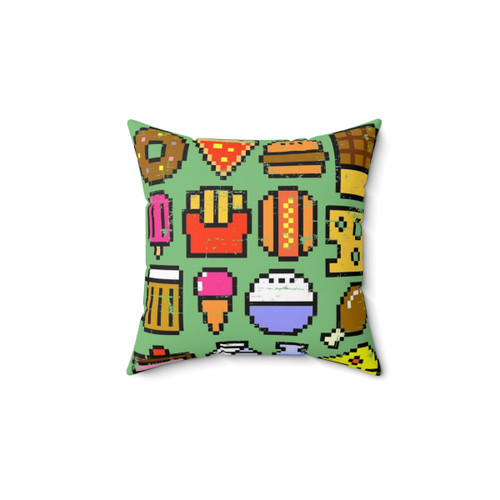 8-Bit Foodie v2 Distressed Pillow - Geeky Home Decor