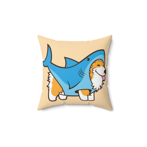 Corgi in Shark Costume Plush Pillow