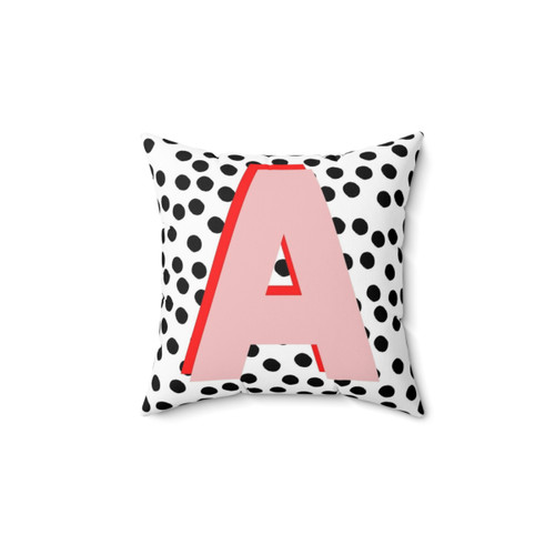 Dalmatian Print Throw Pillow with Pink Monogram