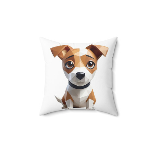 Adorable geometric puppy illustration pillow
