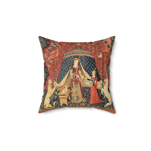 The Lady and the Unicorn Pillow with Mythical Fantasy Design