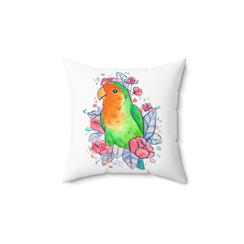 Decorative lovebird flower pillow