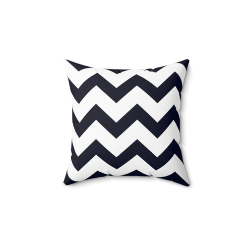 Navy Blue Chevron Patterned Decorative Pillow