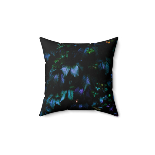 Jungle-themed decorative pillow with nature motifs