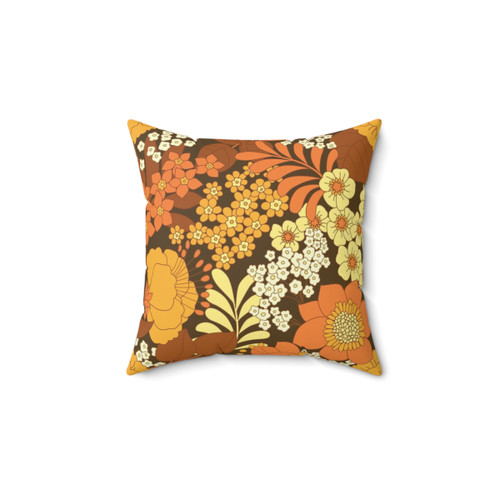 Retro Floral Accent Pillow