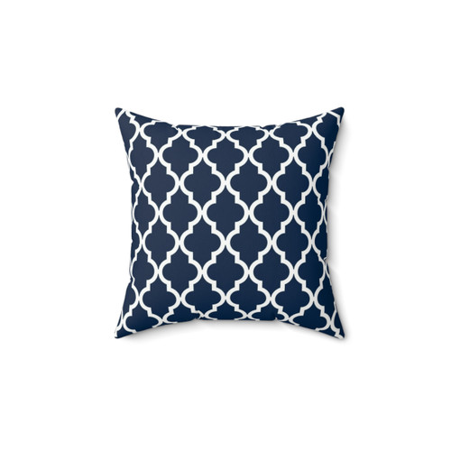 Navy Blue Moroccan Quatrefoil Design Throw Pillow