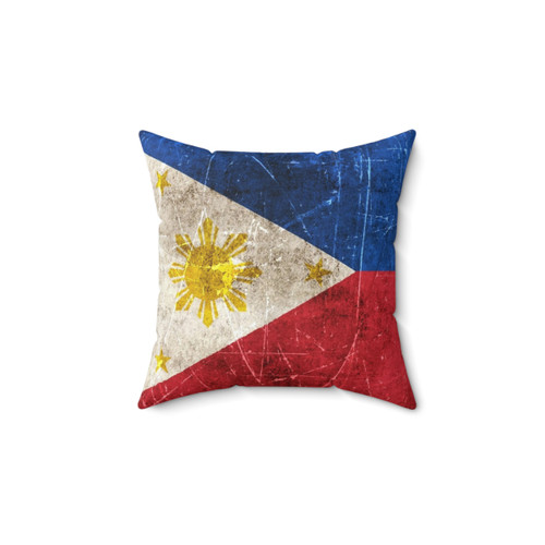 Vintage Aged and Scratched Filipino Flag Pillow
