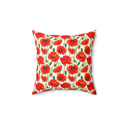 Beautiful red poppy flowers pillow