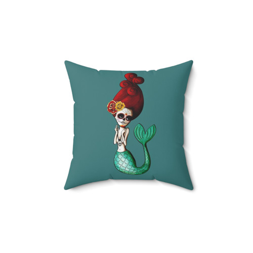 Día de Los Muertos Mermaid Decorative Pillow