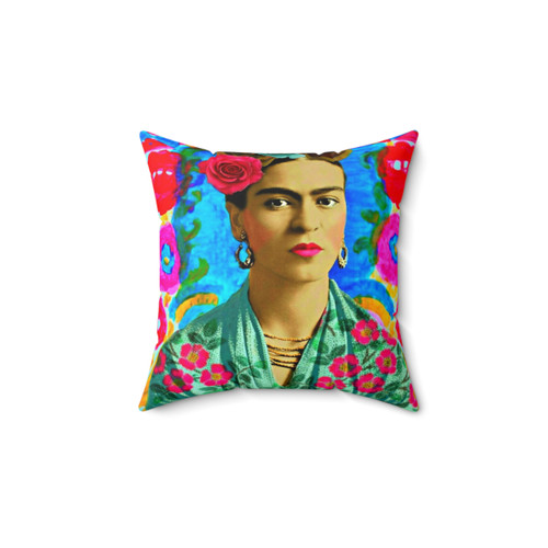 Frida Kahlo Colorful Floral Decorative Throw Pillow