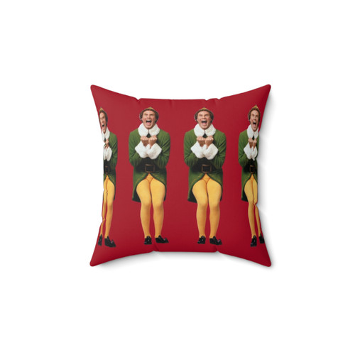 Elf Inspired Throw Pillow with Santa's Coming Design