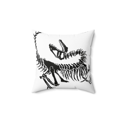 Velociraptor Skeleton Print Pillow