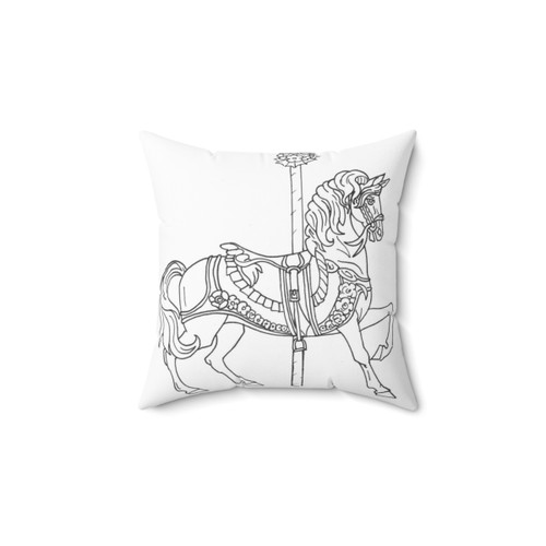 Hand Drawn Carousel Horse Pillow