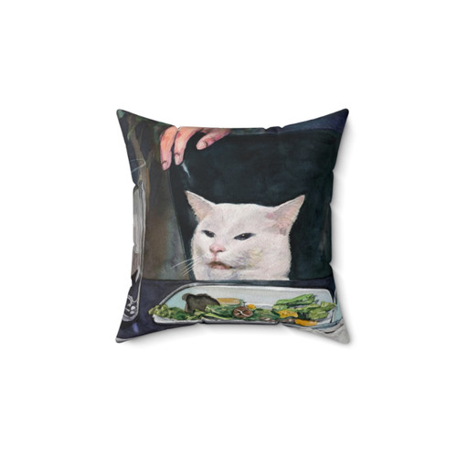 Woman Yelling at Cat Meme Pillow