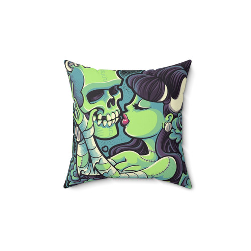 Made For You Pillow with Skull and Rose Design