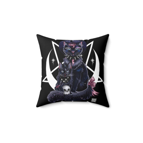 Spirit Animal Pillow featuring a gothic black cat