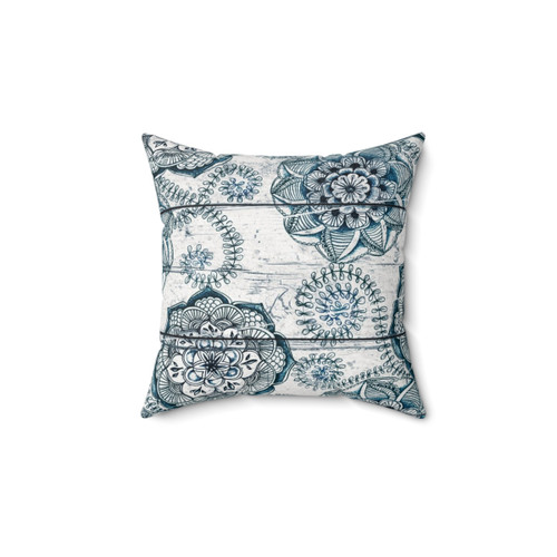 Shabby Chic Navy Blue Doodle Pattern Pillow
