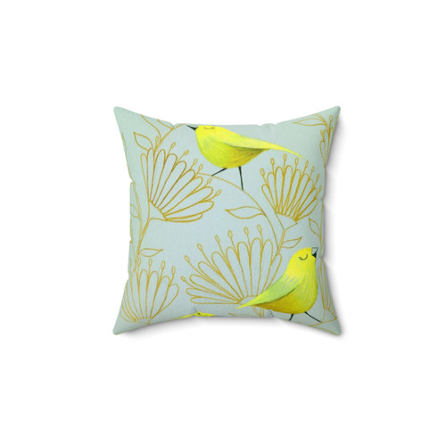 Decorative Golden Birds Throw Pillow