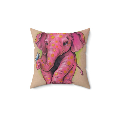 Pink Elephant Pillow with Golden Spots
