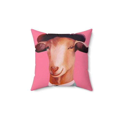 Soft, pink goat-themed pillow