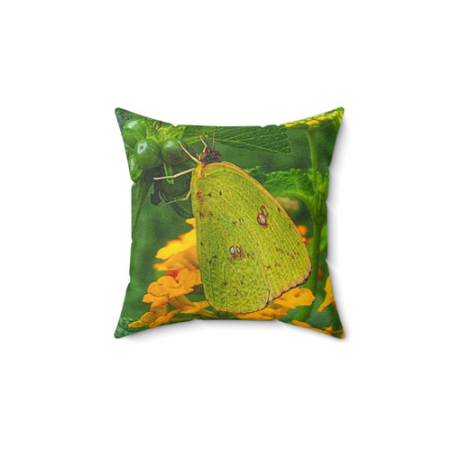 Yellow Butterfly Patterned Decorative Pillow