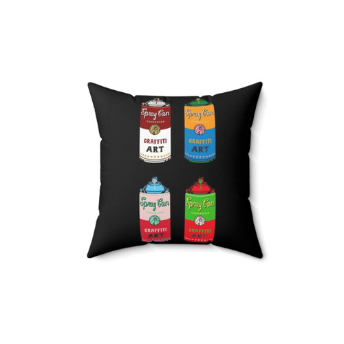 Vibrant spray can art design pillow