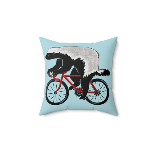 Honey Badger Riding a Bicycle Decorative Pillow