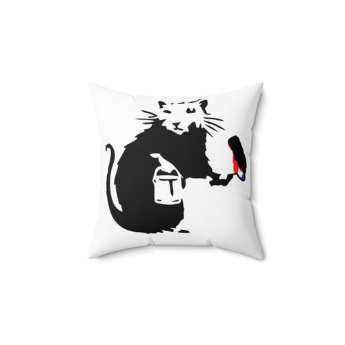 Banksy Graffiti Rat Decorative Pillow