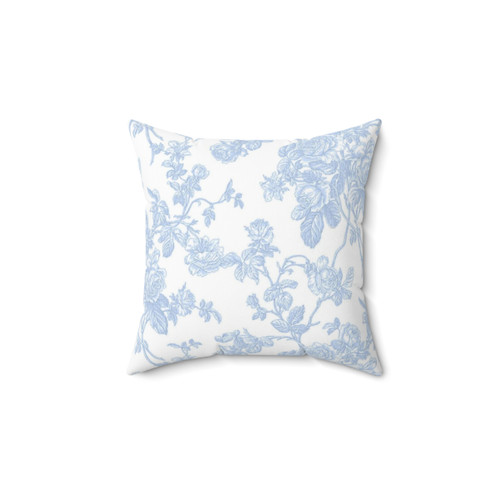 Dusk Blue Vintage Roses Pattern Decorative Pillow