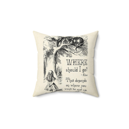 Cheshire Cat Quote Throw Pillow - Alice in Wonderland Decor