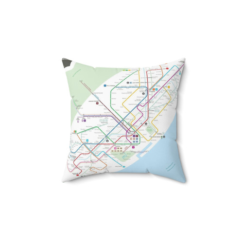 Barcelona Metro Map Decorative Pillow