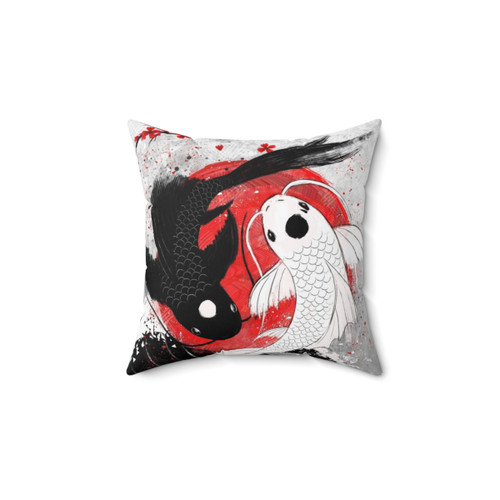 Koi Fish Yin Yang Decorative Pillow
