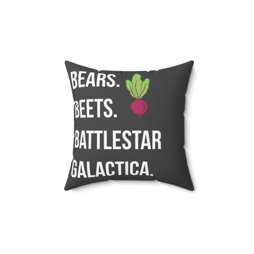 The Office Fans Pillow with Bears, Beets, and Battlestar Galactica Design