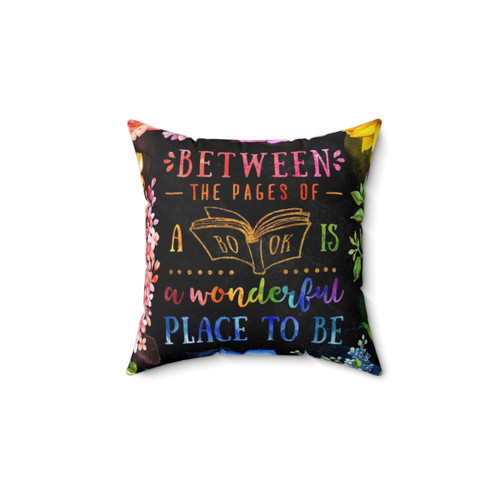 Colorful Watercolor Floral Pillow for Book Lovers
