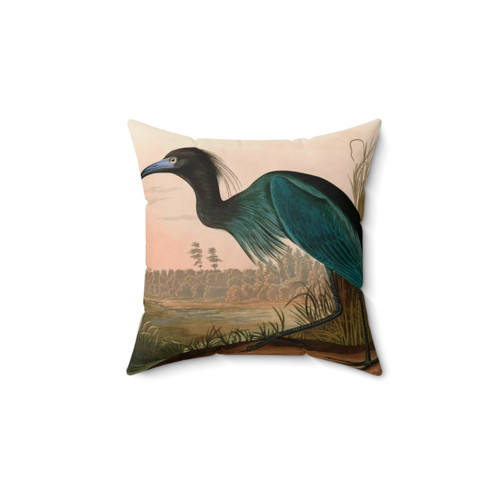 Audubon Inspired Blue Crane or Heron Decorative Throw Pillow