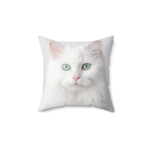 White Persian Cat with Green Eyes Pillow