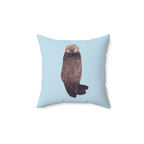 Baby sea otter watercolor plush throw pillow
