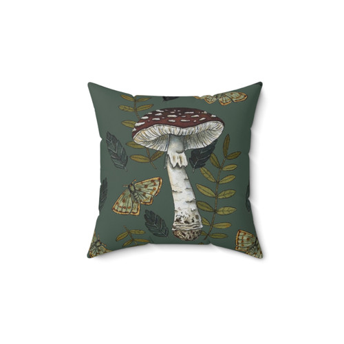 Amanita Mushroom Botanical Illustration Pillow