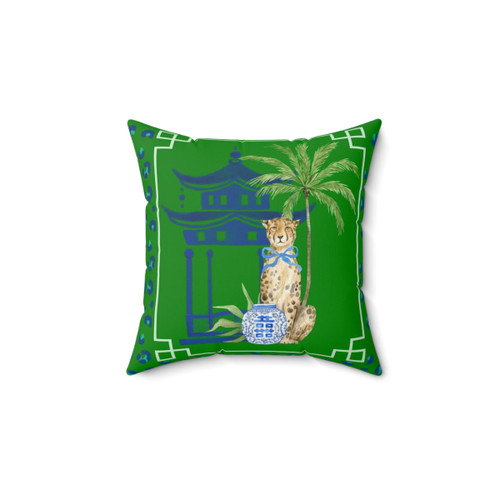 Chinoiserie Leopard Print Decorative Pillow