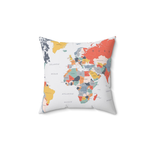 Colorful world map decorative throw pillow
