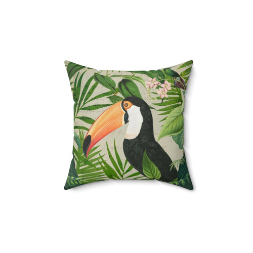 Tropical Toucan and Hummingbird Decorative Throw Pillow